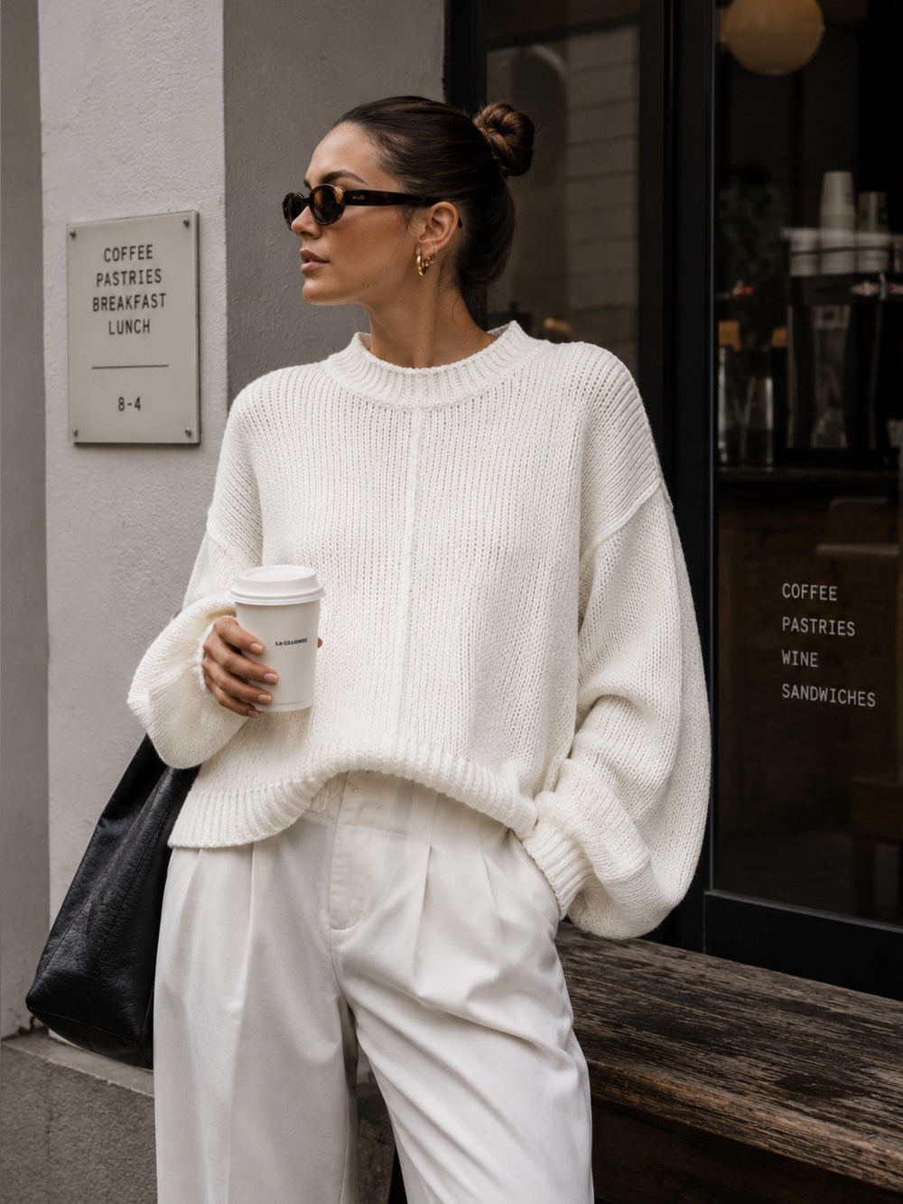 BP Balloon Sleeve Sweater White XXS